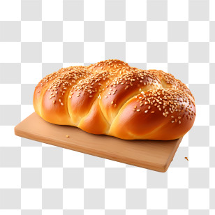 Challah Bread - Golden Braided Bread With Sesame Seeds Transparent PNG