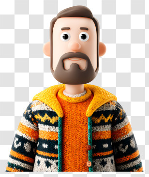 3d Male Avatar - Cartoon Man In Colorful Sweater Transparent PNG
