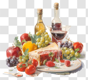 Food Drinks - Fruit And Wine Still Life Transparent PNG