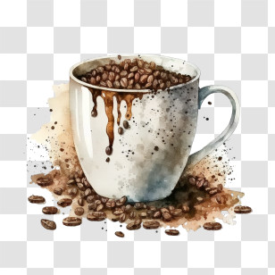 Coffee Beans
 - Coffee Cup Filled With Beans Aesthetic Design Transparent PNG