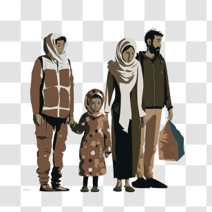 World Refugee Day
 - Family Illustration In Layered Style Transparent PNG
