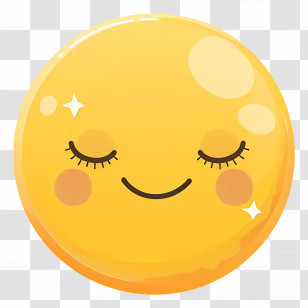 Kawaii Sun - Shiny Yellow Smiling Emoji Face Transparent PNG