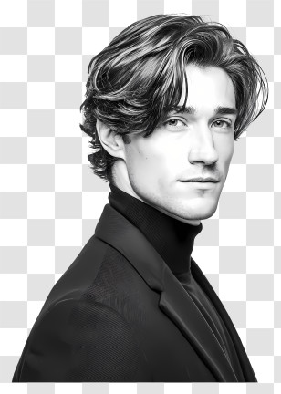 New Hair Style Man - Monochrome Stylish Man In Suit Transparent PNG