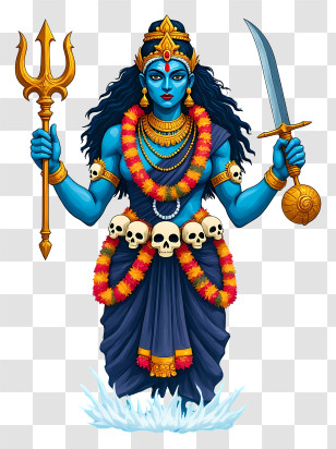 Goddess Kali - Ornate Kali Goddess With Trident And Sword Transparent PNG