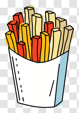 Cartoon - Crispy French Fries In A Box Transparent PNG