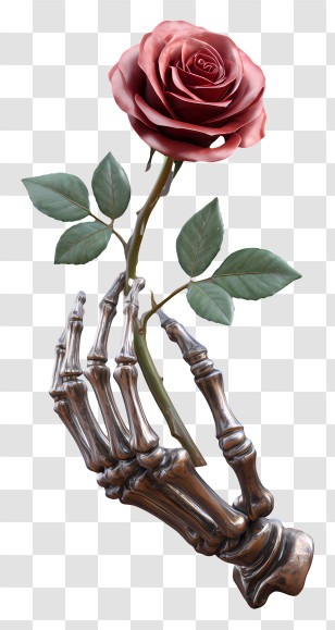 Skeleton Hand Holding A Rose - Skeleton Hand With Rose Transparent PNG