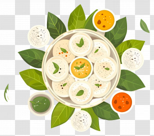 Idli - Traditional Indian Idli With Garnishing Transparent PNG