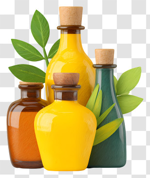 Essential Oil - Collection Of Colorful Glass Bottles Transparent PNG