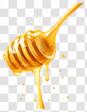 Flowing Honey - Golden Dripping Honey With Honey Dipper Transparent PNG