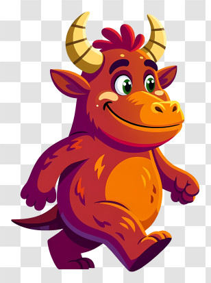 Friendly Cartoon Bull Walking Transparent PNG