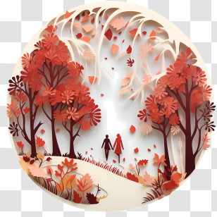 Autumn Walk - Autumn-Themed Paper Cut-Out Art Transparent PNG
