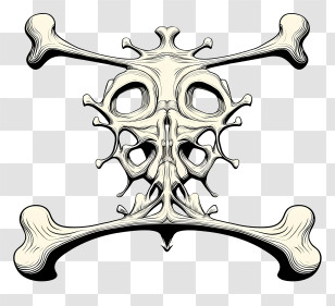 Bone - Creepy Skull And Crossbones Symbol Transparent PNG
