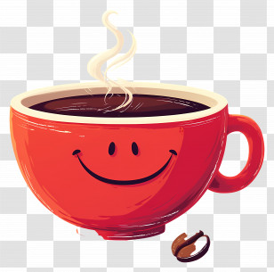 Red Coffee Cup - Smiling Coffee Cup Transparent PNG