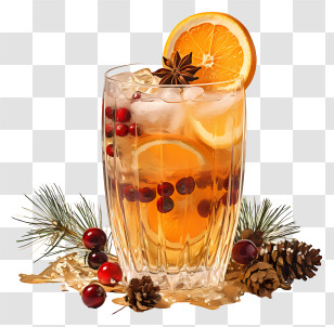 Hand Drawn Christmas Cocktail - Fruit Punch In Glass Illustration Transparent PNG