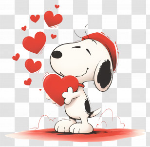 Snoopy Love - Cartoon Dog With Hearts Transparent PNG