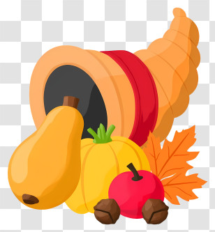 Thanksgiving Cornucopia - Cornucopia With Autumn Produce Symbol Transparent PNG