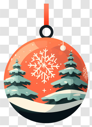 Christmas Ornament - Christmas Tree Ornament With Snowflake And Pines Transparent PNG