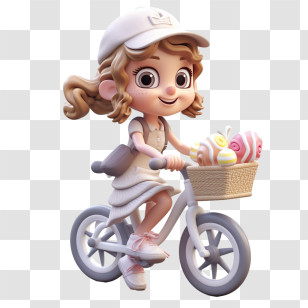 Riding Bike
 - Cute Girl On Bicycle With Basket Transparent PNG