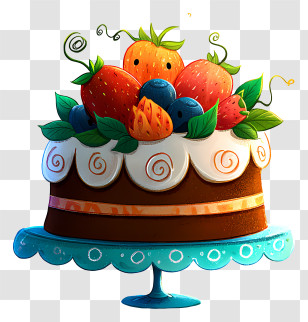 Animated Cake - Fruit Cake With Berries Transparent PNG