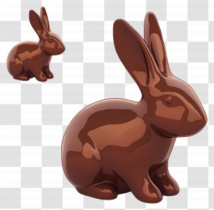 Chocolate Bunny - Pair Of Chocolate Bunnies Transparent PNG