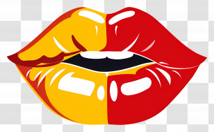 Kiss Mark - Red And Yellow Colorful Lips Illustration Transparent PNG