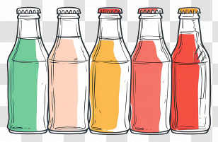 Soda Bottle - Assorted Colorful Drink Bottles Design Transparent PNG