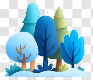 Winter Snowfall In Forest - Colorful Winter Trees Transparent PNG
