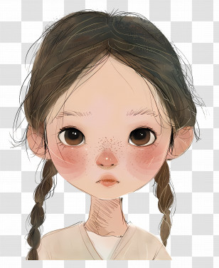 Little Girl - Cute Girl With Braids And Freckles Transparent PNG