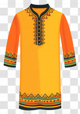 Kurta - Orange Traditional Kurta Illustration Transparent PNG
