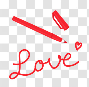 Marker Heart - Red Pen Writing Love Transparent PNG