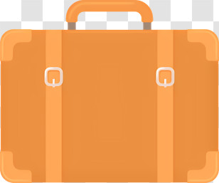Cartoon - Bright Orange Suitcase For Travel Adventures Transparent PNG