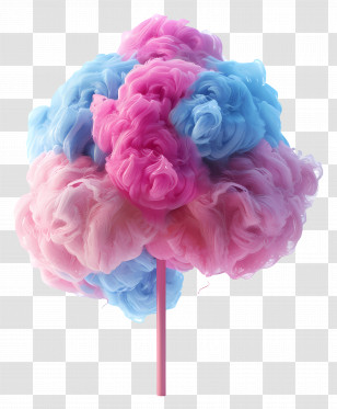 Cotton Candy - Pink And Blue Cotton Candy Fluffy Treat Transparent PNG