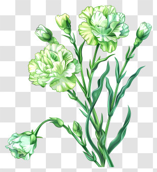 Green Carnation - Green Carnation Flower Bouquet Illustration Transparent PNG