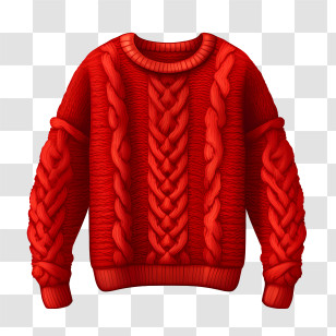 Christmas Sweater - Warm Red Cable-Knit Sweater For Winter Transparent PNG