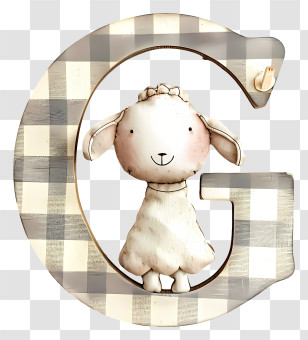 Alphabet Letters - Plaid Letter G With Cute Sheep Transparent PNG