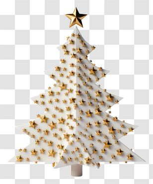 White Christmas Tree - White Christmas Tree With Golden Stars Transparent PNG