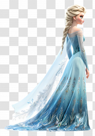 Frozen Elsa Princess - Princess In Glittering Blue Gown And Braid Transparent PNG
