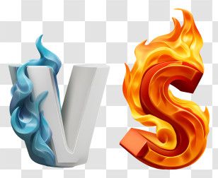 Vs Symbol - Fire And Ice Themed Letters Transparent PNG