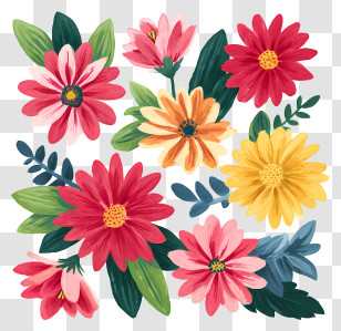 Top View Flowers - Colorful Flower Bouquet Transparent PNG