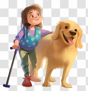 Blind Girl - Girl With Her Loyal Dog Transparent PNG