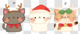 Christmas Animal - Cartoon Christmas Cats In Festive Costumes Transparent PNG