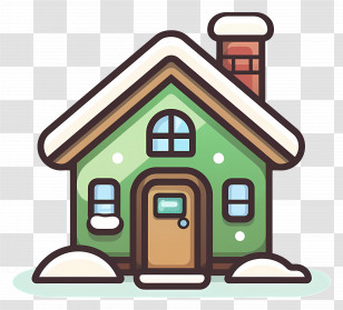 Christmas House - Cartoon Winter Green House With Snow Overlay Transparent PNG