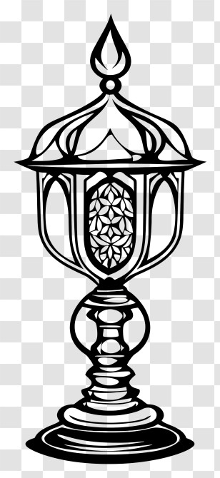 Islamic Lamp - Ornate Black And White Lantern Design Transparent PNG