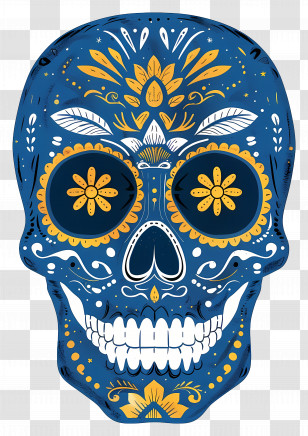 Mexican Skull - Decorative Colorful Sugar Skull For Day Of The Dead Transparent PNG