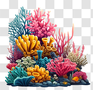 Coral Reef Simplistic Vector Art - Vibrant Coral Reef Illustration Transparent PNG