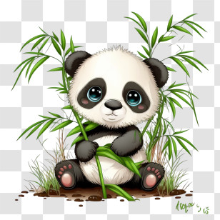 Cartoon Panda
 - Adorable Cartoon Baby Panda Holding Bamboo Transparent PNG