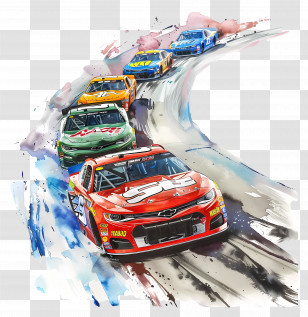 Nascar Day - Race Cars On Curved Track Transparent PNG