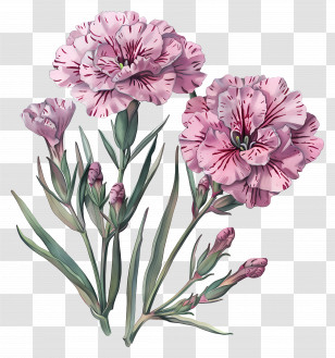 Dianthus Flower - Beautiful Pink Carnation Flowers Transparent PNG