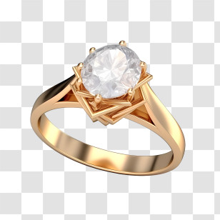 Diamond Ring - Sophisticated Diamond Ring In Gold Setting Transparent PNG