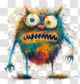 Silly Monster - Colorful Furry Monster Character Transparent PNG